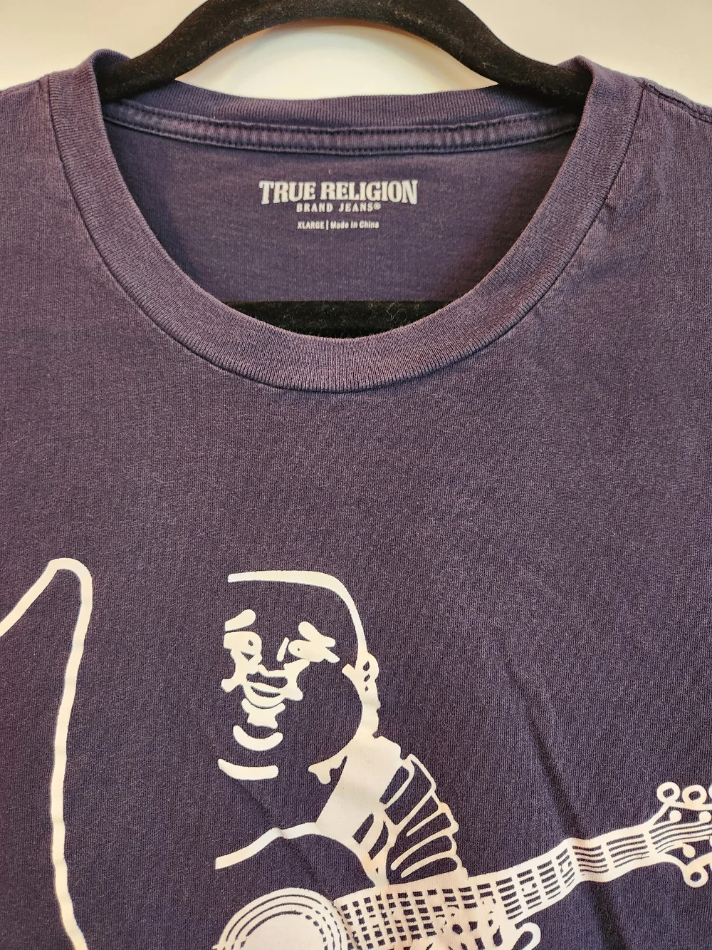 Mens True Religion Navy Half Logo Short Sleeve Crew Neck Tee Size XL Regular Fit